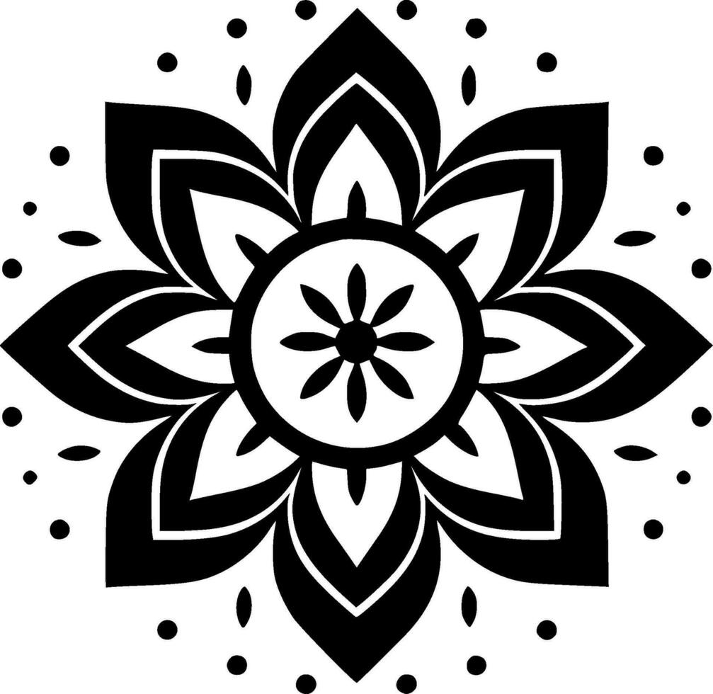 Mandala, Black and White Vector illustration