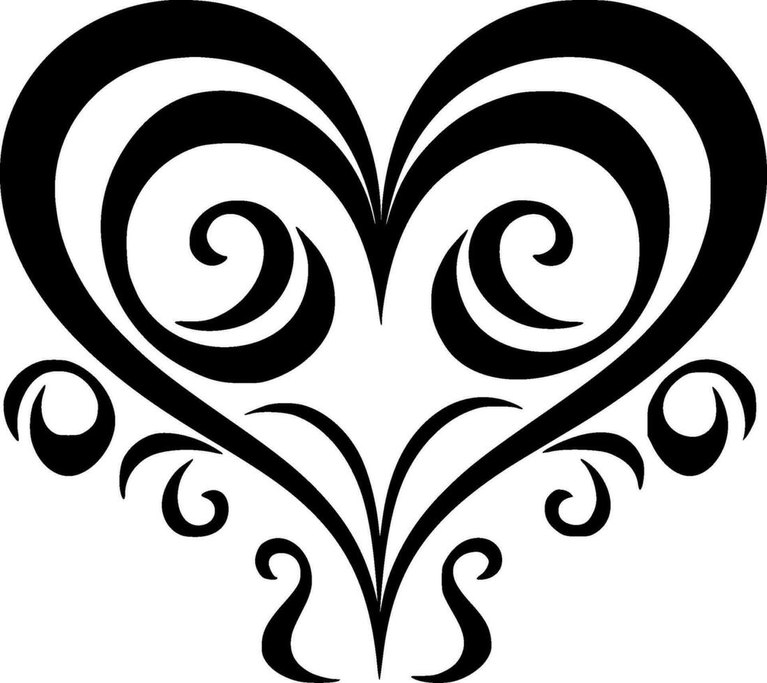 corazón, negro y blanco vector ilustración