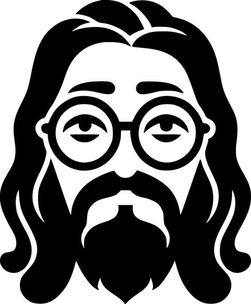 hippy - negro y blanco aislado icono - vector ilustración
