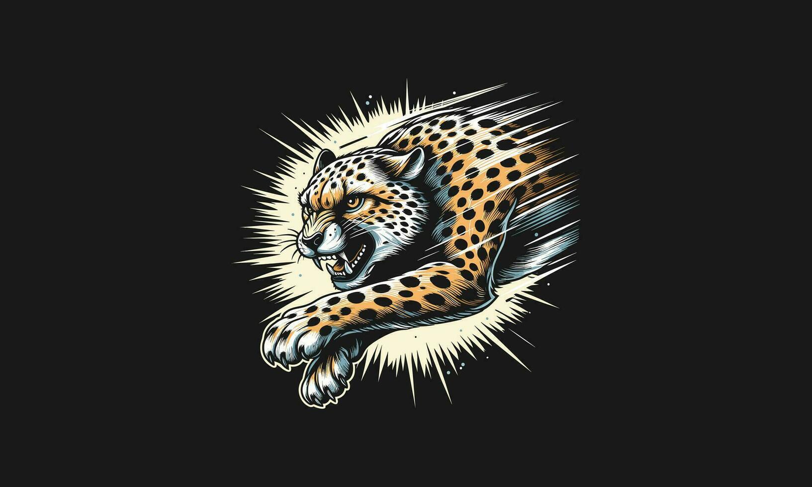 leopardo corriendo enojado vector ilustración mascota diseño