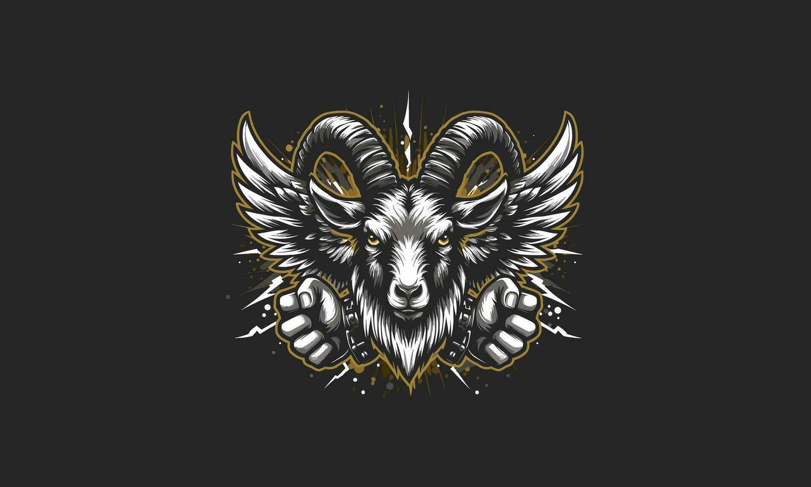 head goat with wings vector illustration artwork design