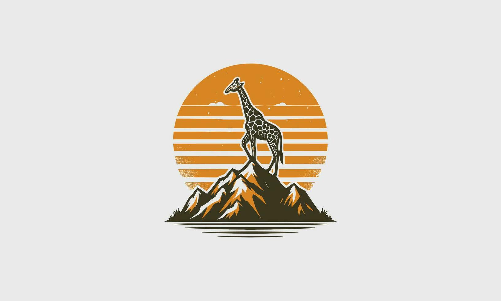 giraffe on mountain vector flat design