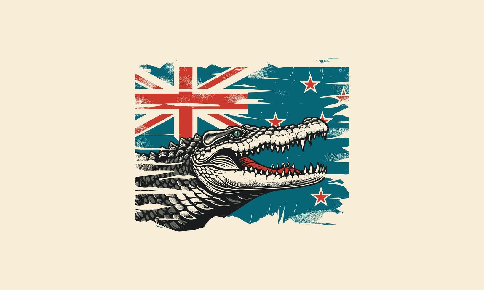 head crocodile with flag australia vector illustration artwork design