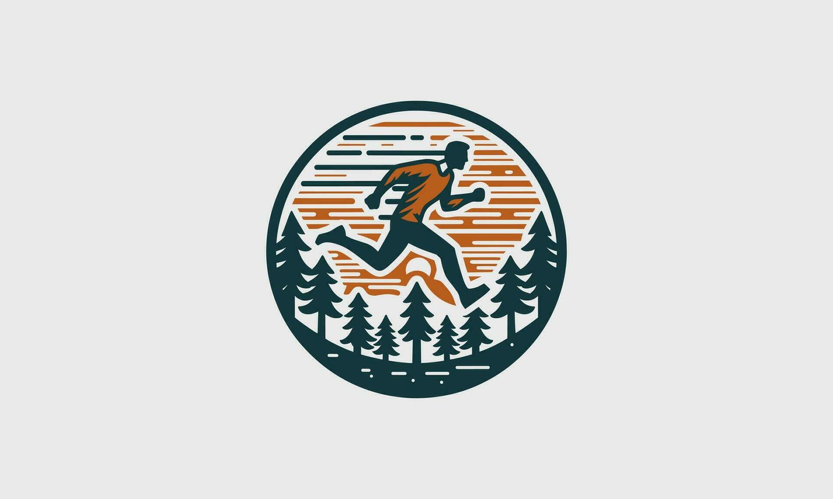 logo diseño de corriendo en bosque vector plano diseño