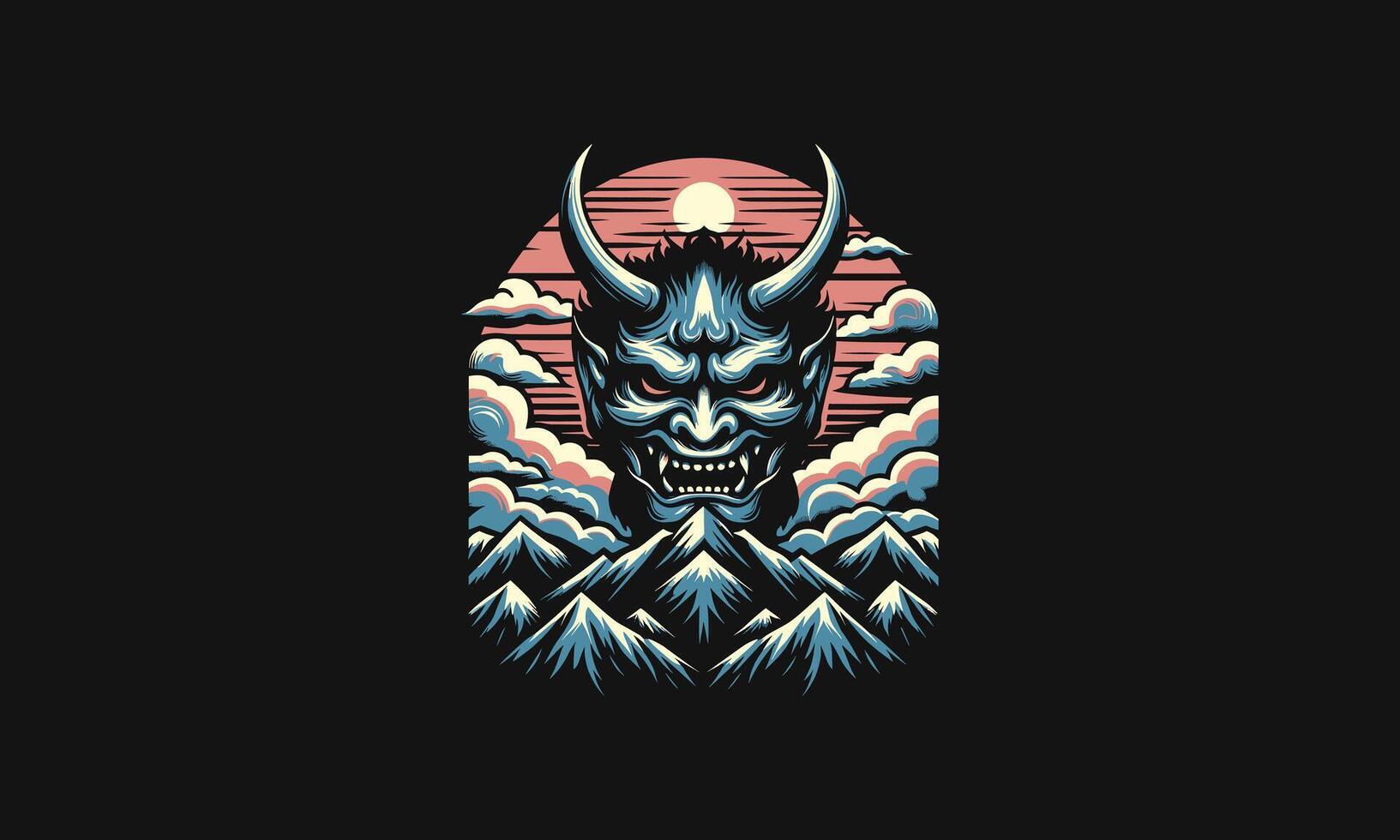 head devil on mountain vector illustration flat design