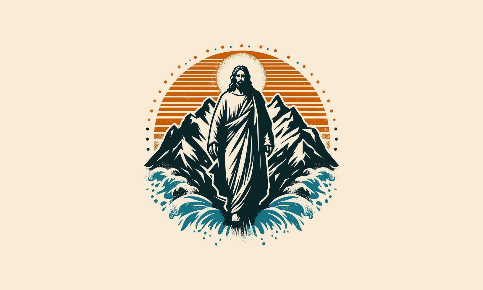 jesus on mountain vector illustration flat design