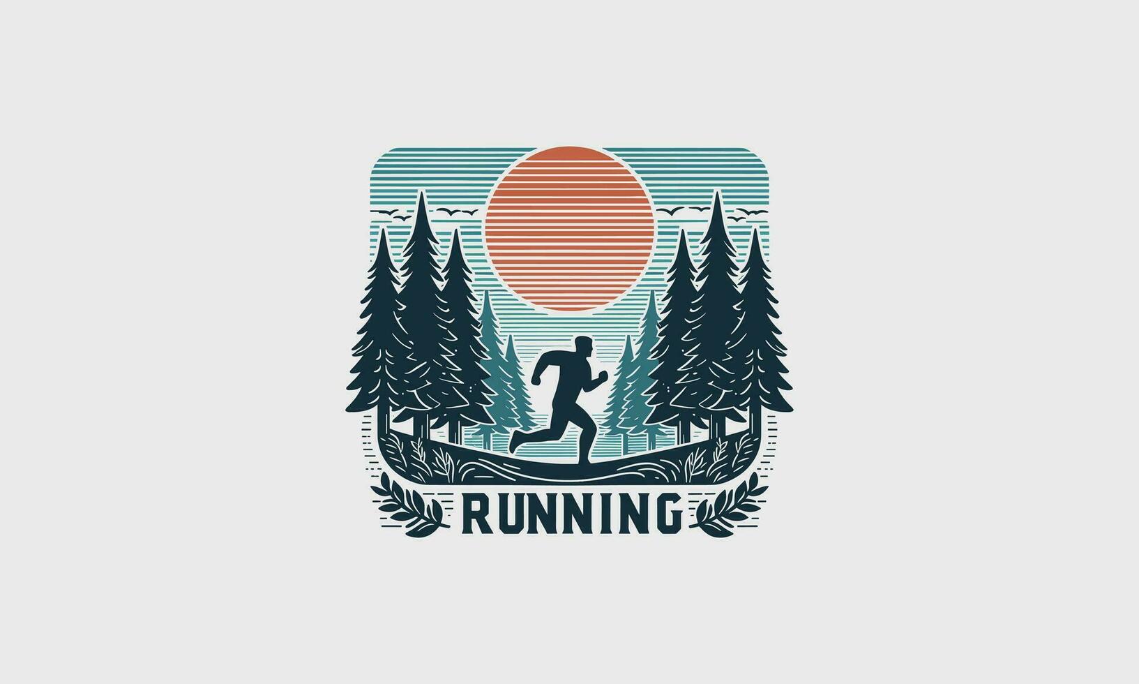 logo diseño de corriendo en bosque vector plano diseño