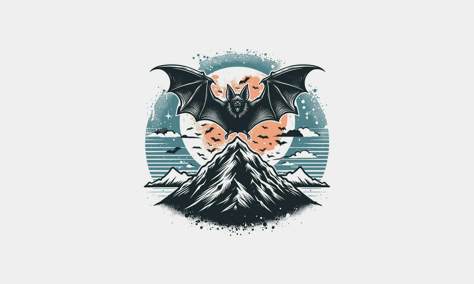 big bat on mountain vector illustration flat design