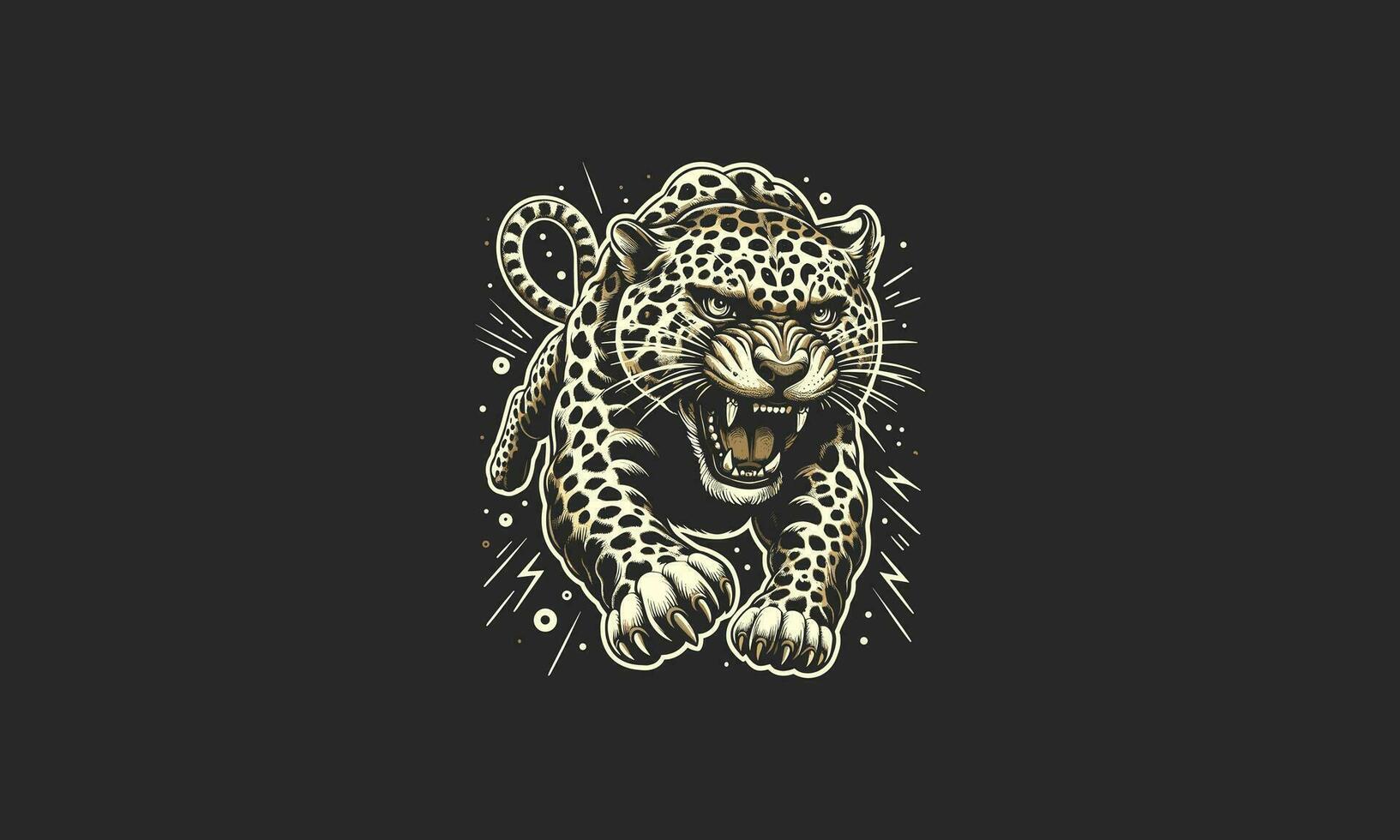 leopardo enojado corriendo vector ilustración mascota diseño