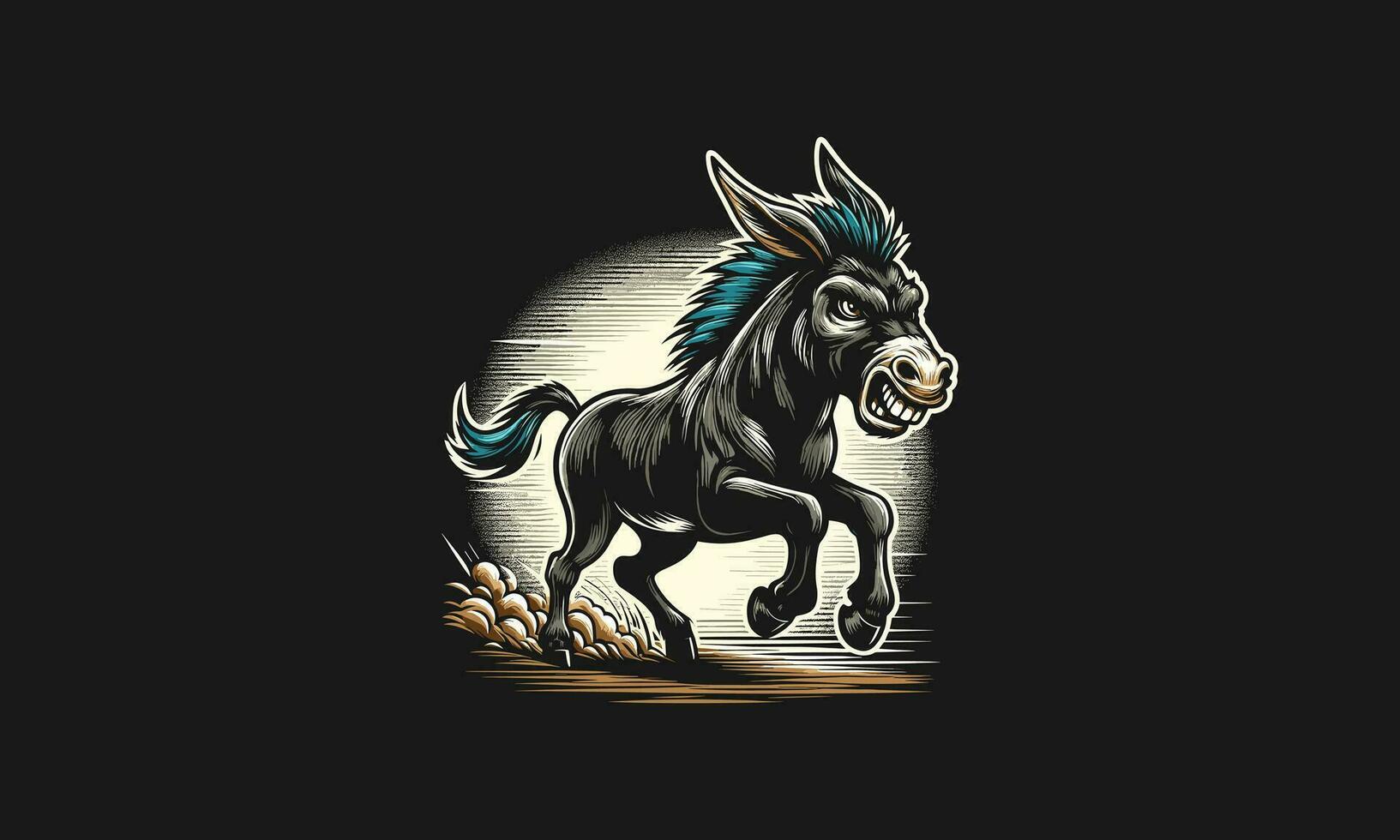 donkey angry running vector illustration mascot design