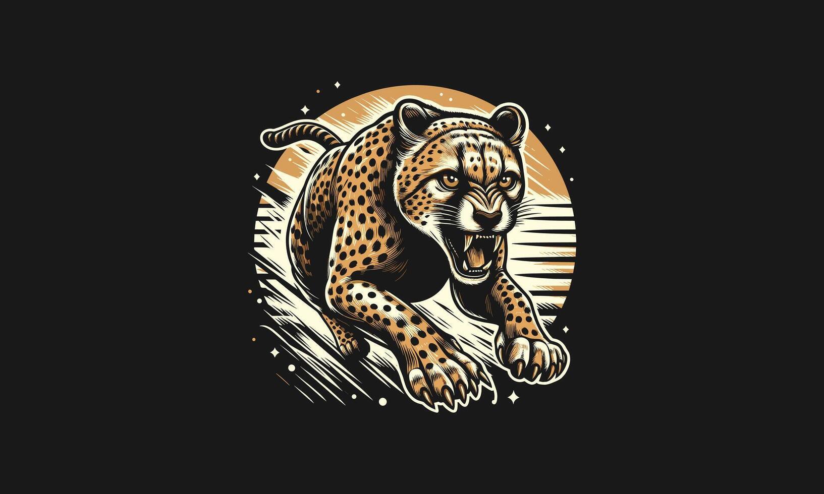 leopardo corriendo enojado vector ilustración mascota diseño