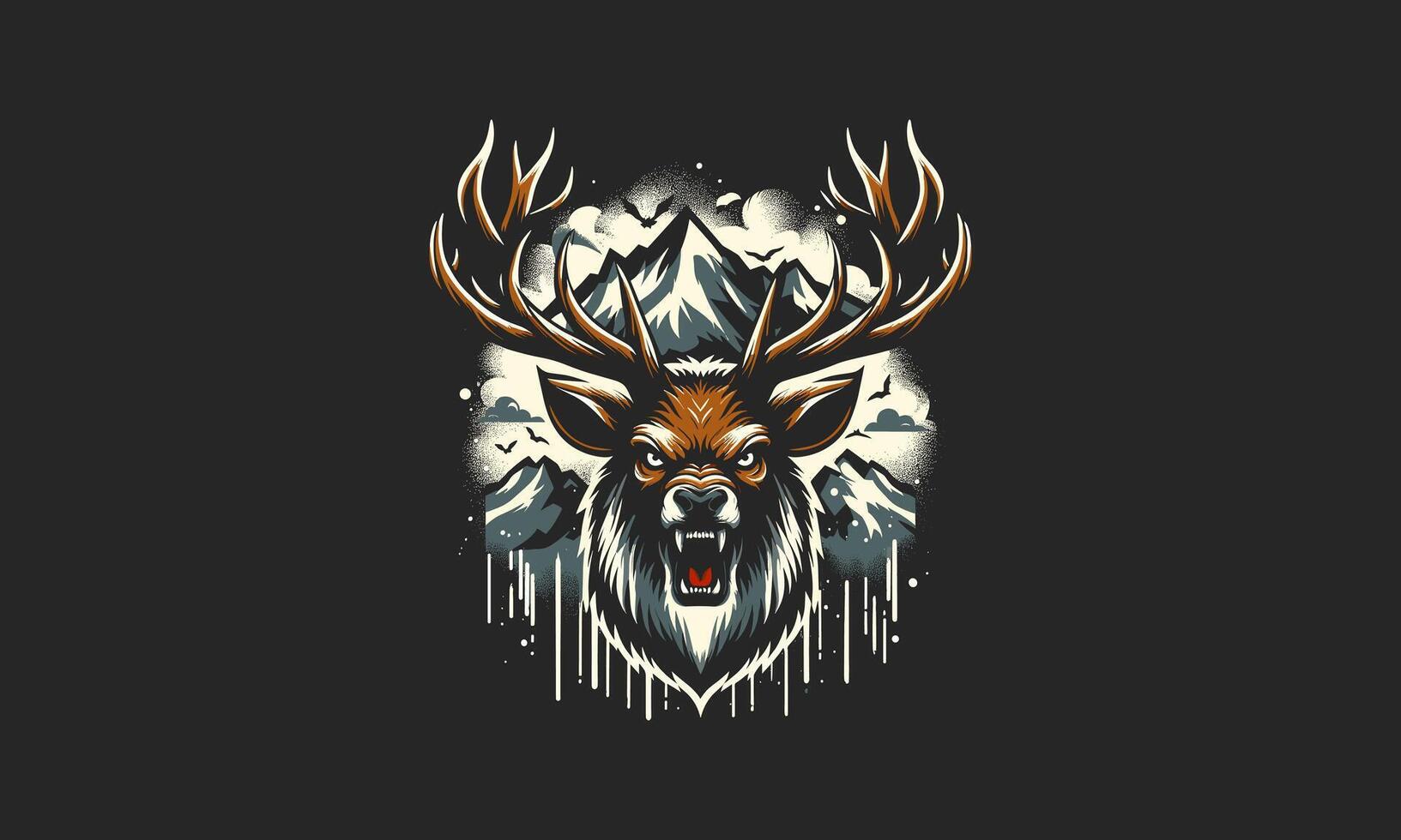 head deer angry vector illustration artwork design