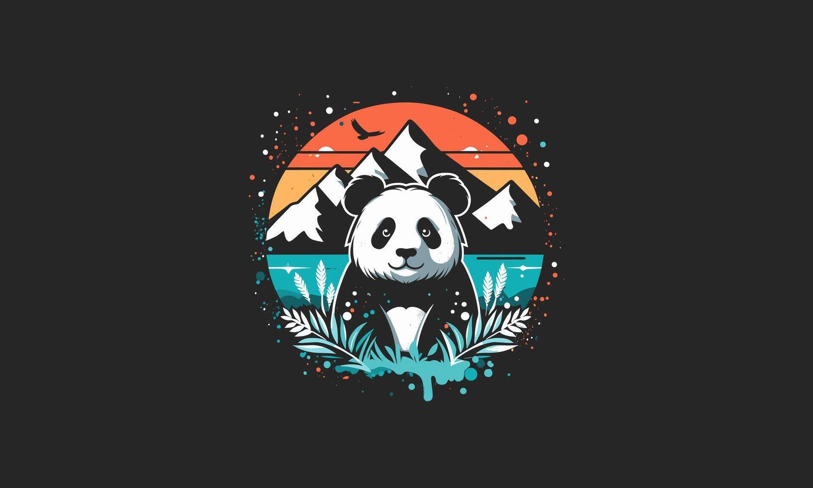 panda on mountain vector illustration flat design