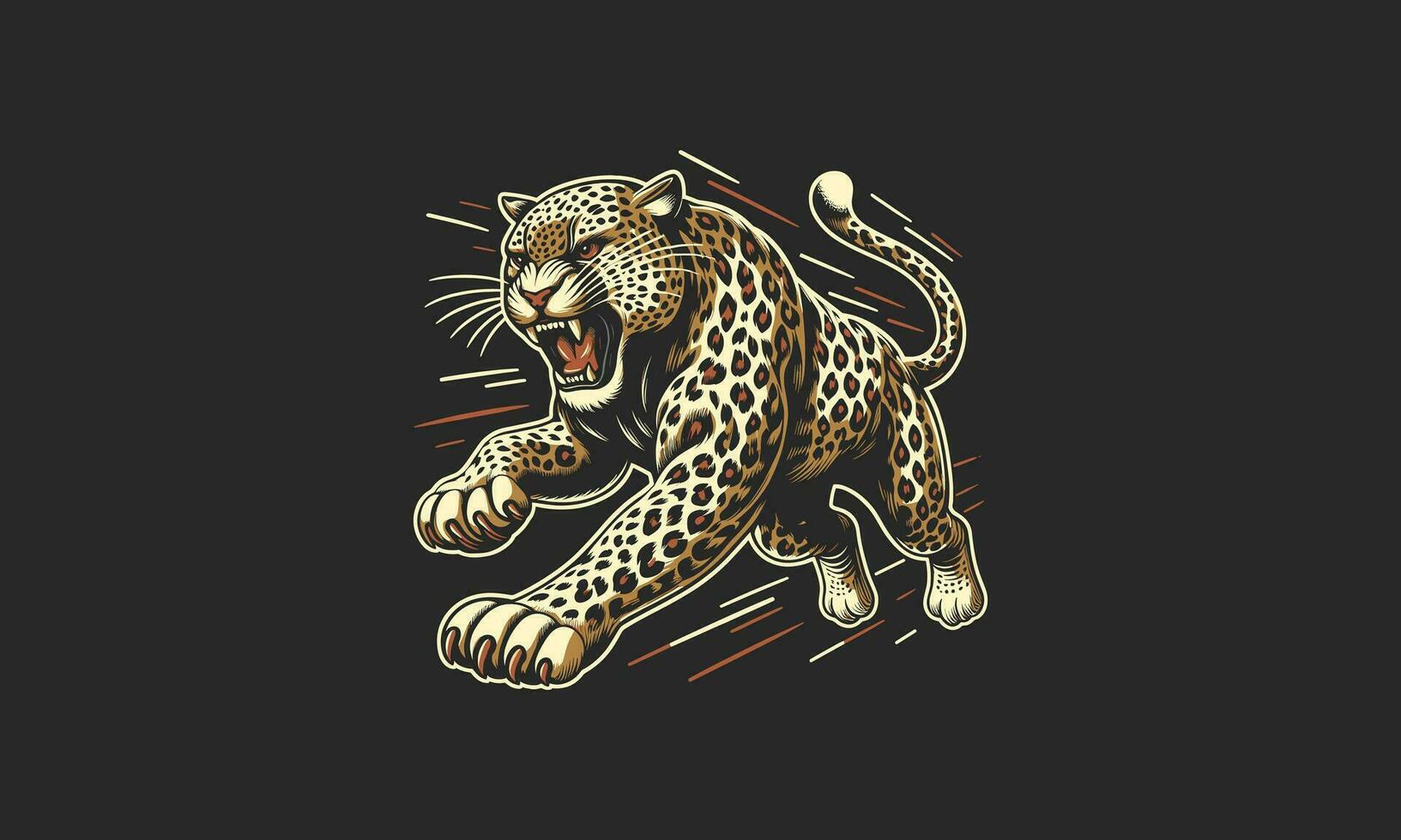 leopard angry running vector illustration mascot design