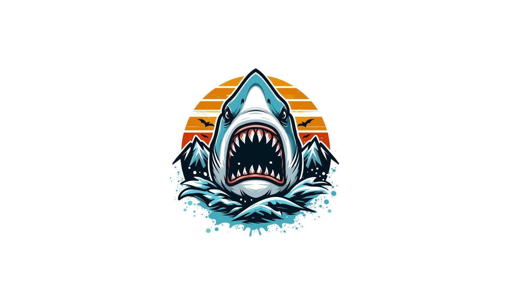 head shark angry vector illustration logo flat design