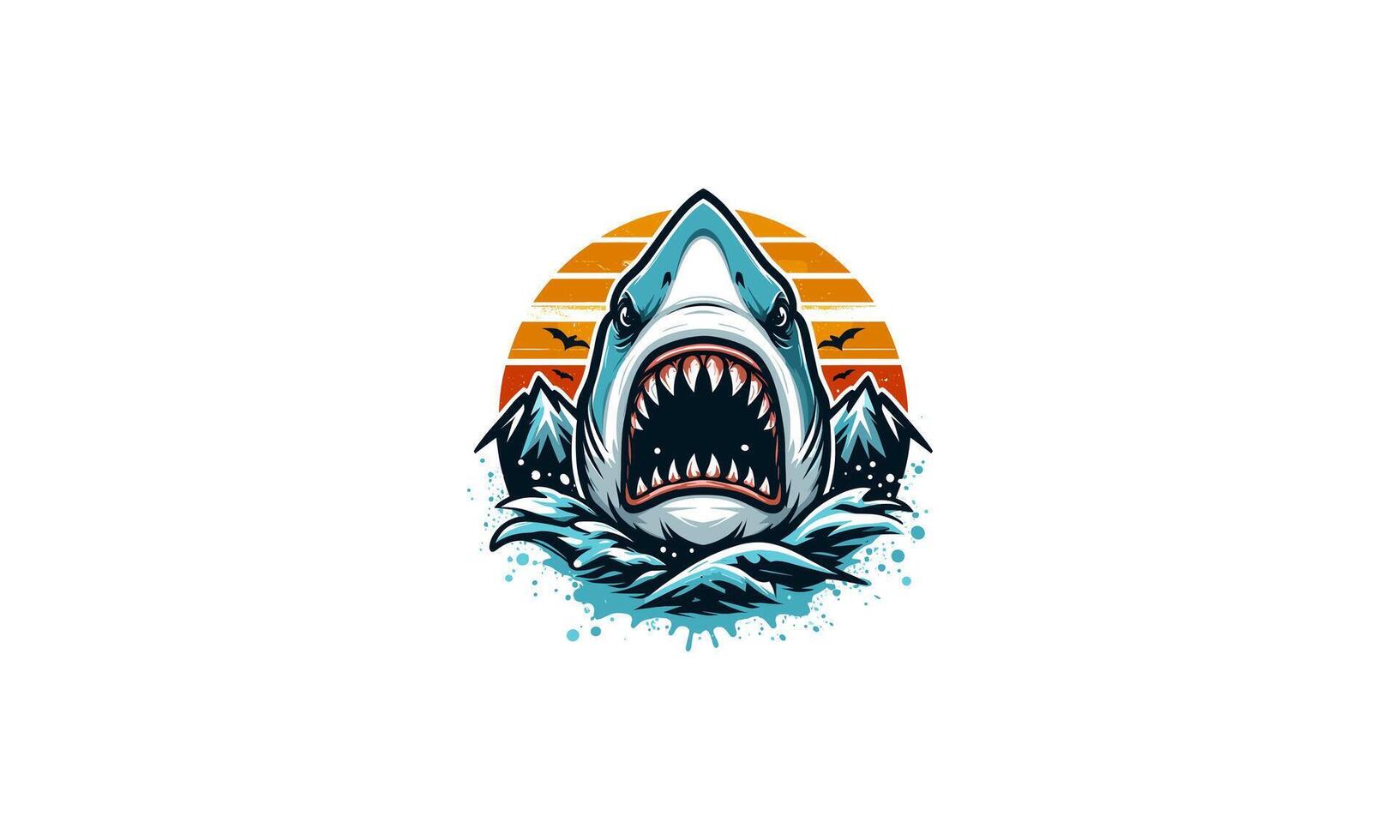 head shark angry vector illustration logo flat design