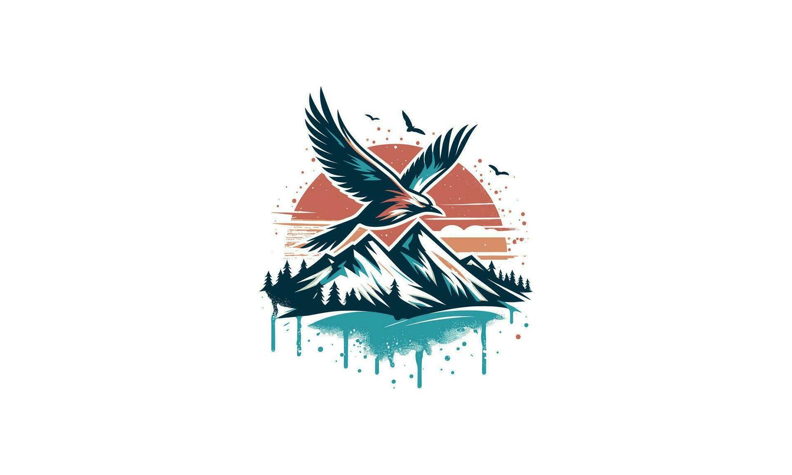 flying bird on mountain vector illustration flat design