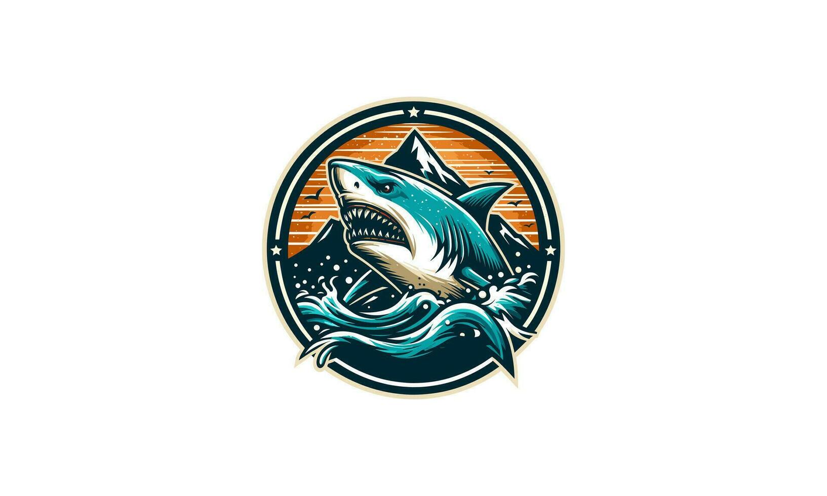 cabeza tiburón enojado vector ilustración logo plano diseño