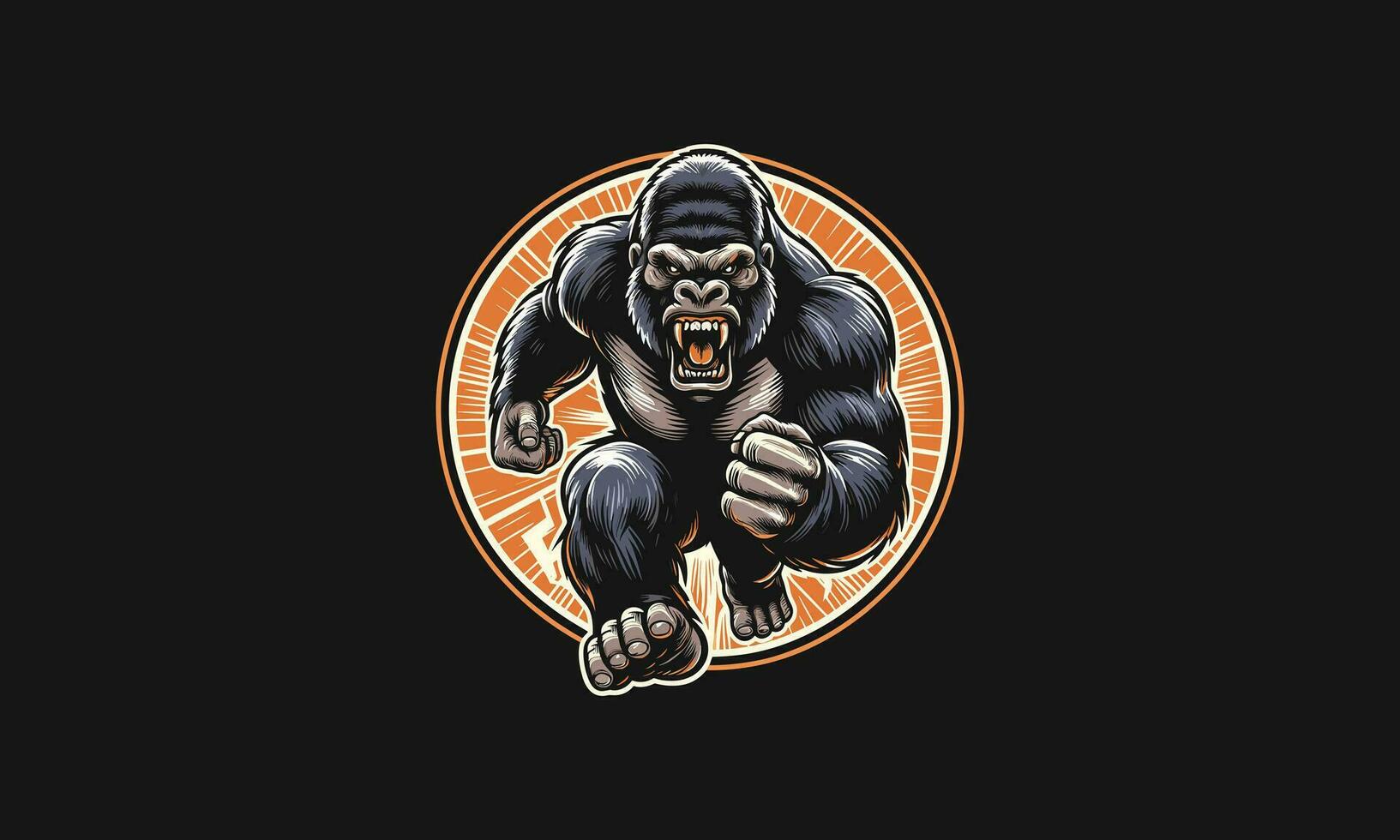 gorila corriendo enojado vector ilustración mascota diseño