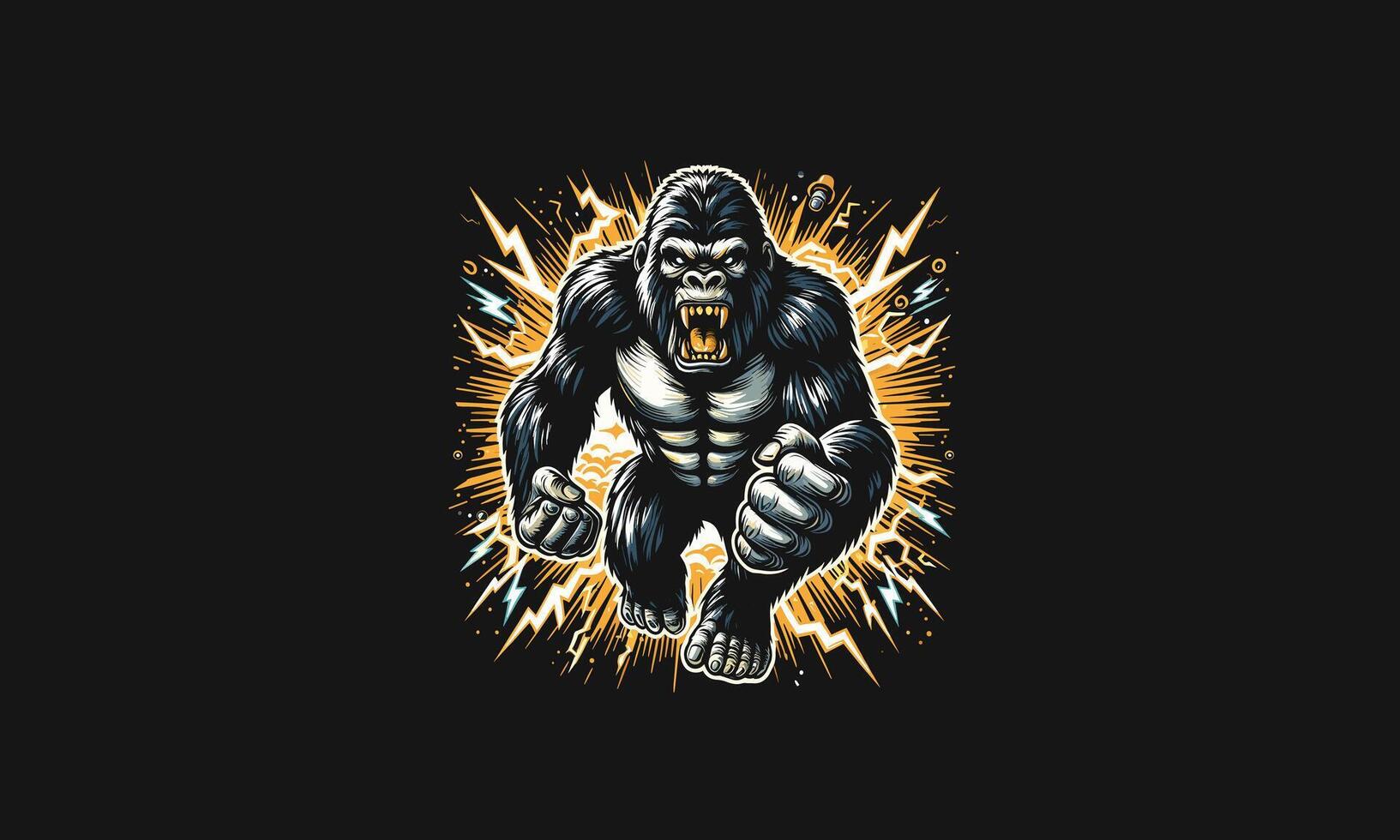 gorilla running angry vector illustration mascot design