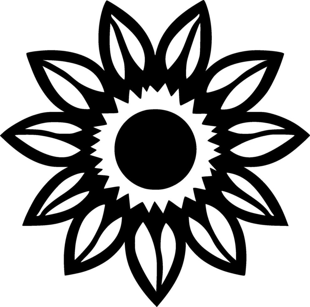 Flower - Black and White Isolated Icon - Vector illustration