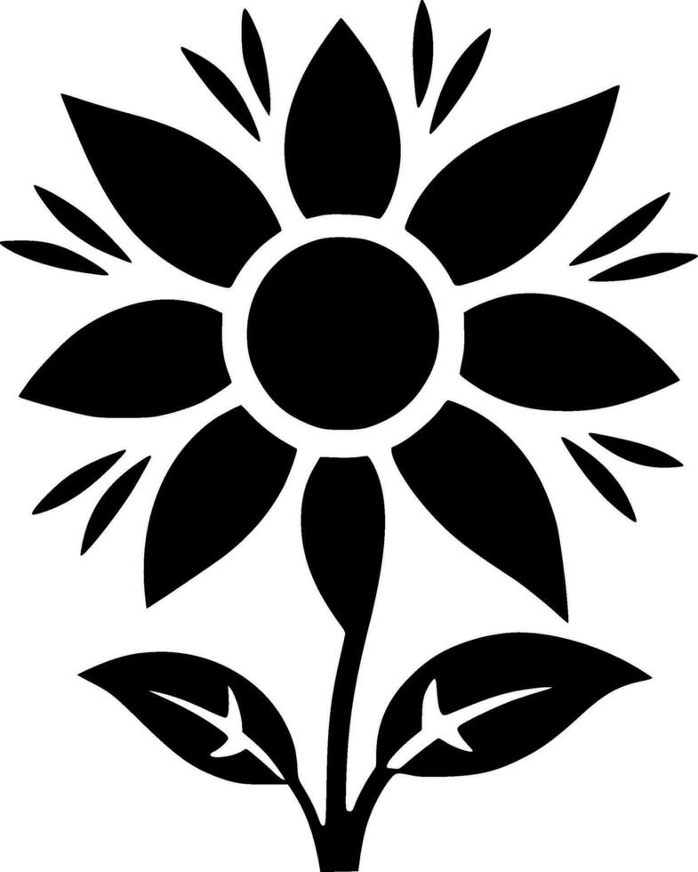 Flower - Black and White Isolated Icon - Vector illustration