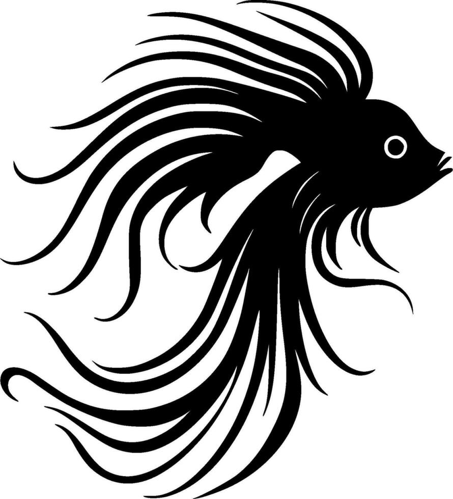 Fish - Black and White Isolated Icon - Vector illustration