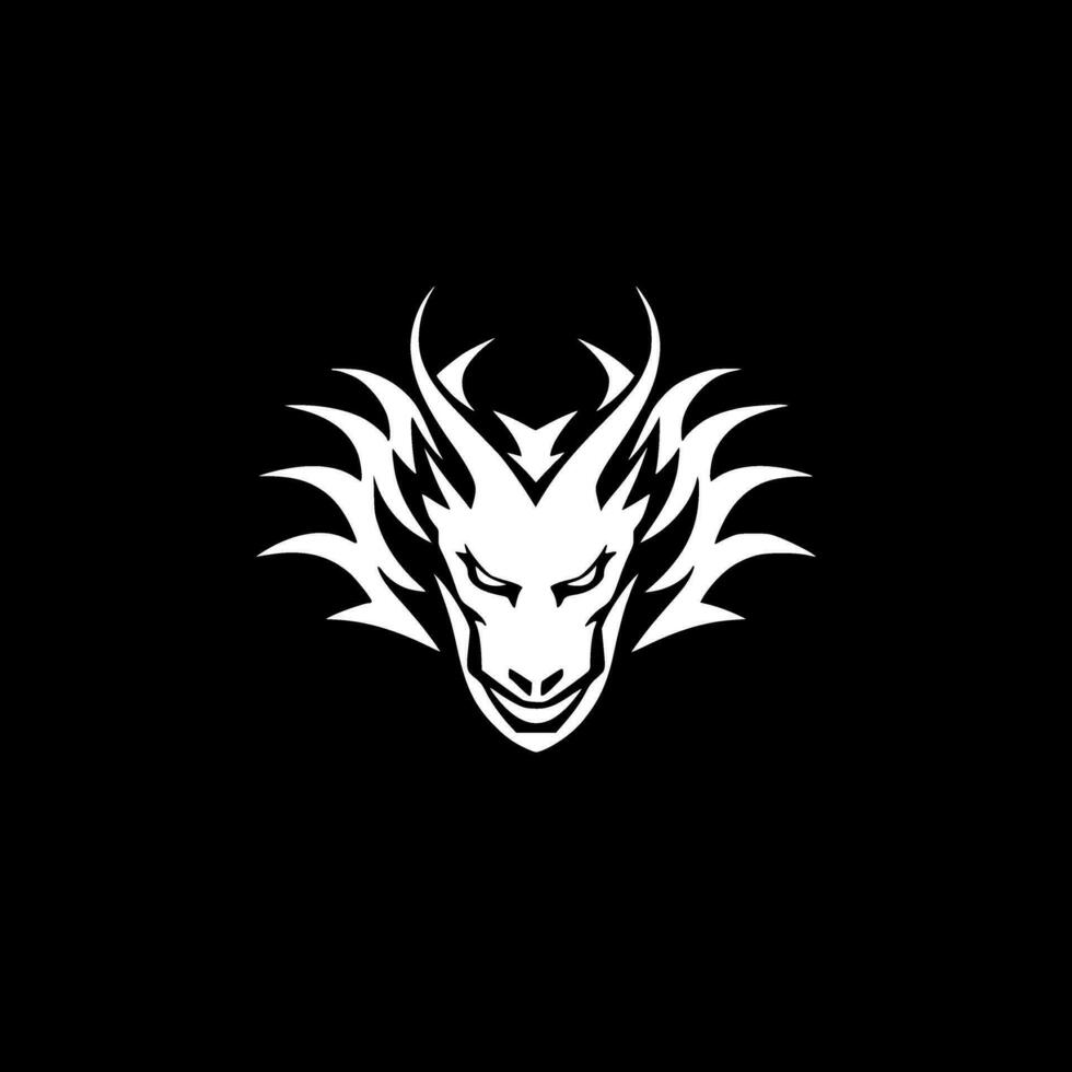 Dragon - Black and White Isolated Icon - Vector illustration