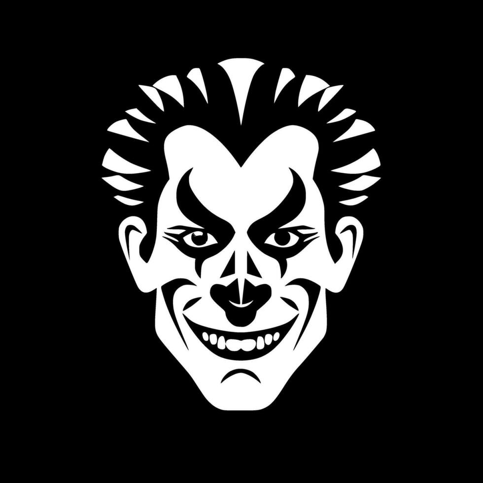 Clown, Black and White Vector illustration