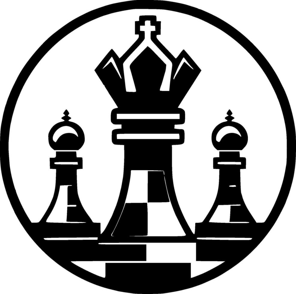 Chess - Black and White Isolated Icon - Vector illustration