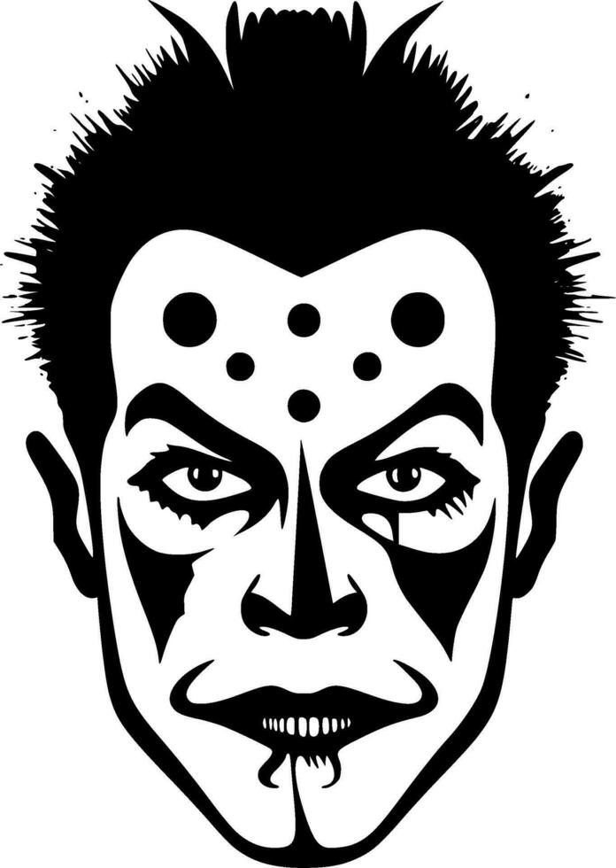 Clown, Black and White Vector illustration