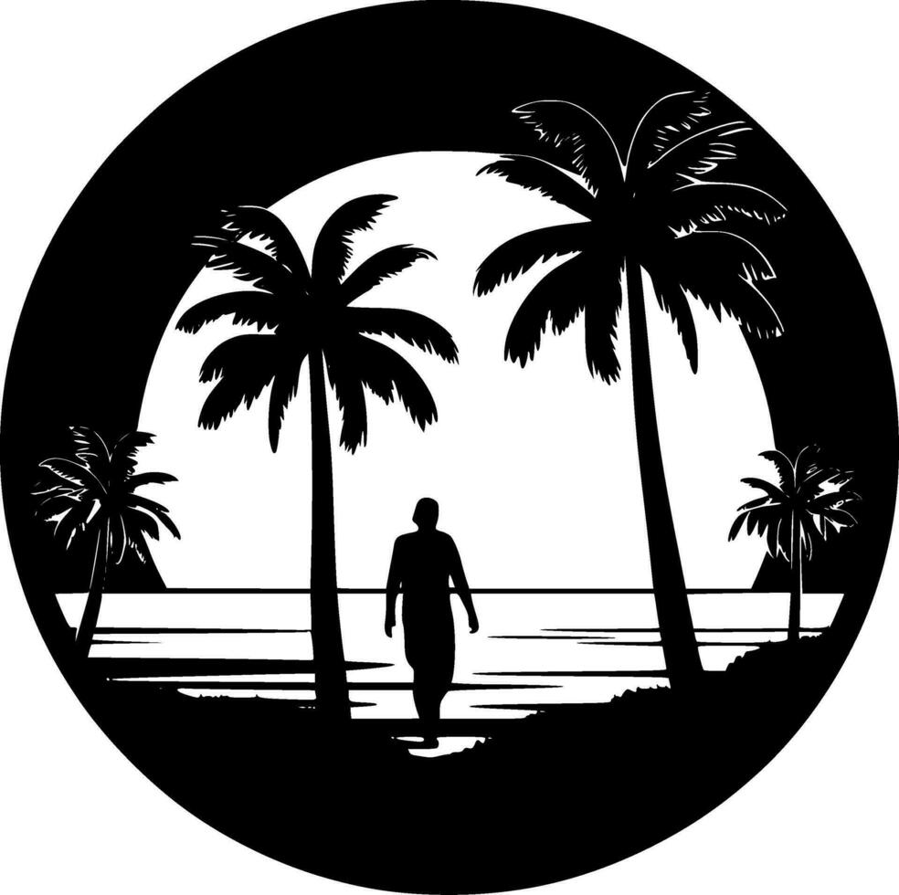 Beach, Minimalist and Simple Silhouette - Vector illustration