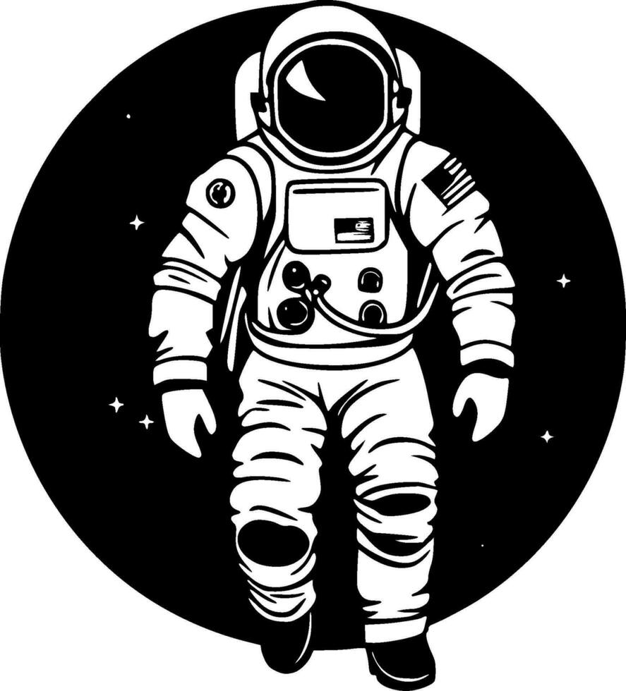 Astronaut - Black and White Isolated Icon - Vector illustration