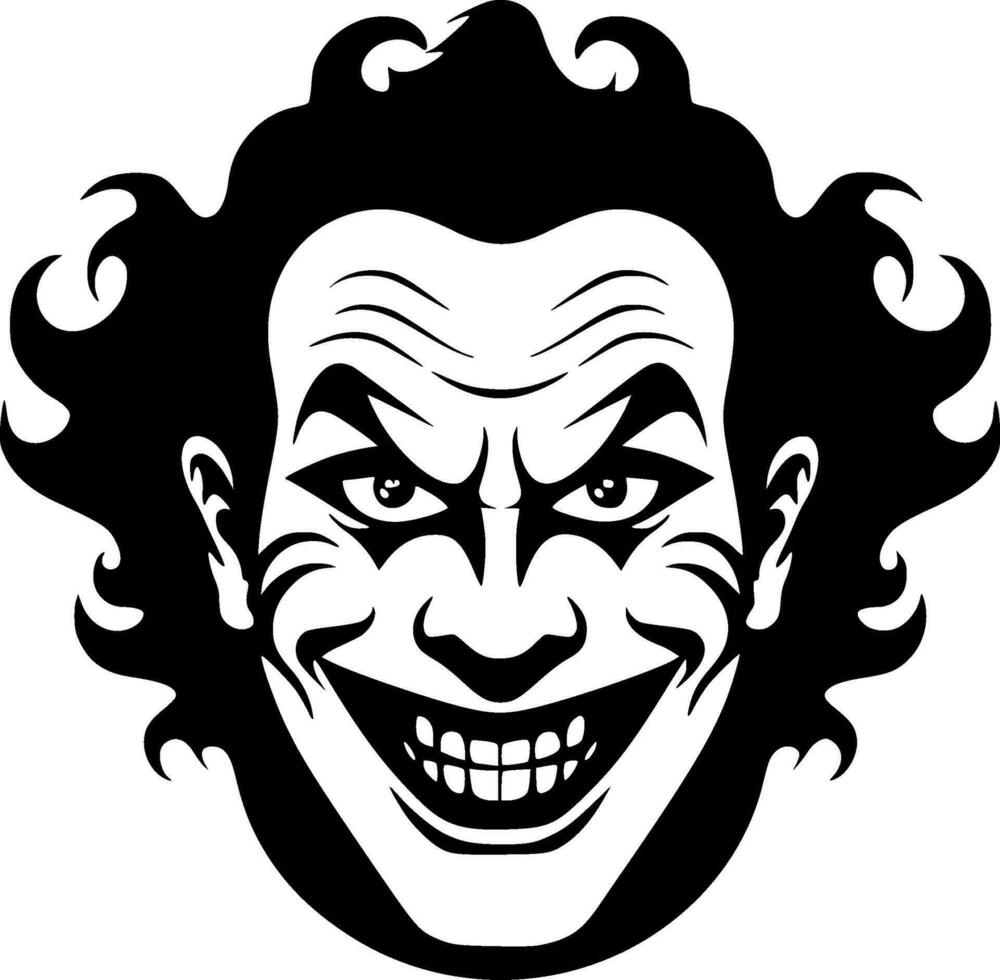 Clown, Black and White Vector illustration