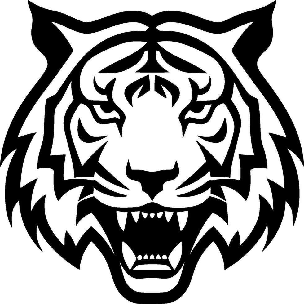 Tiger - Black and White Isolated Icon - Vector illustration