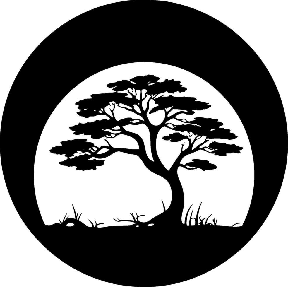 árbol, negro y blanco vector ilustración