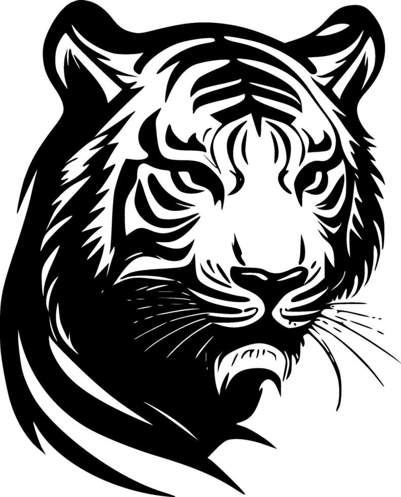 Tiger, Black and White Vector illustration