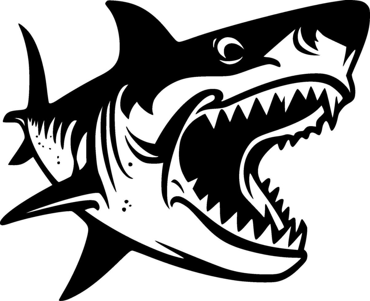 Shark, Black and White Vector illustration