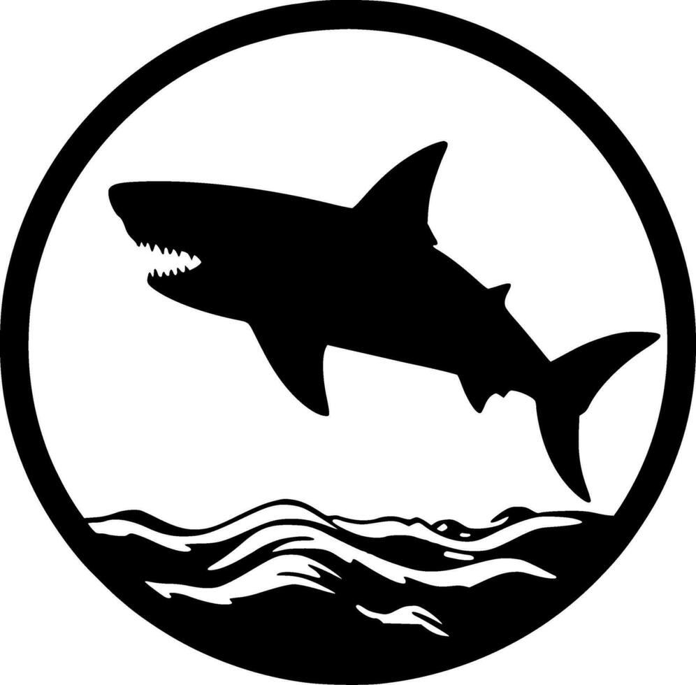 Shark, Minimalist and Simple Silhouette - Vector illustration