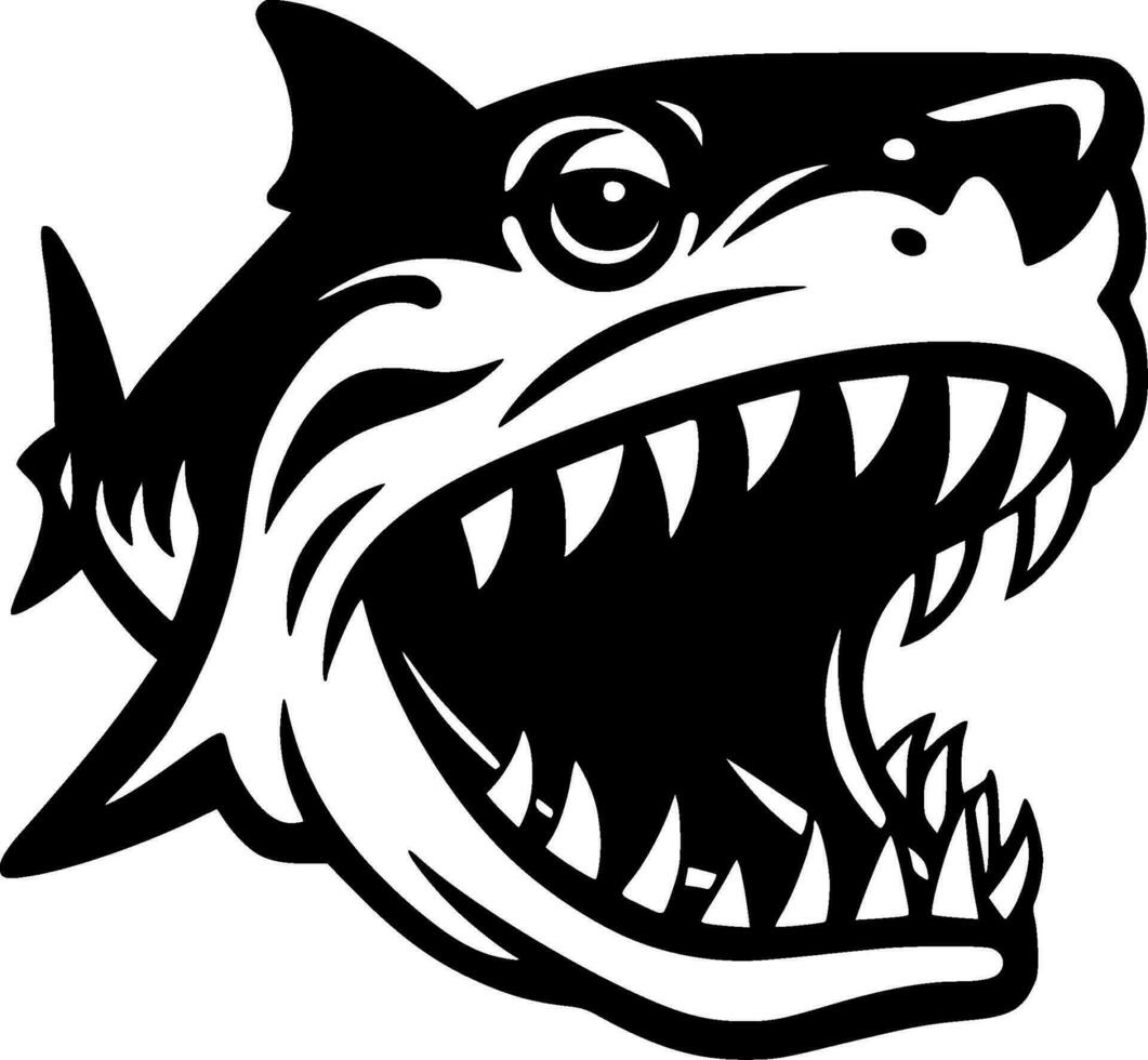 Shark - Black and White Isolated Icon - Vector illustration