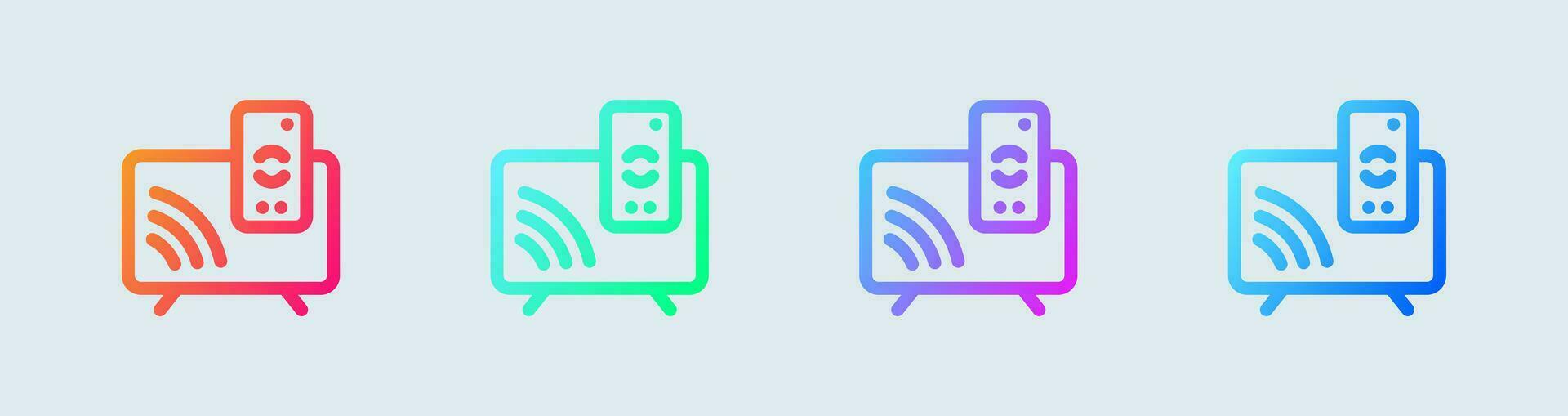 Smart television line icon in gradient colors. Display signs vector illustration.