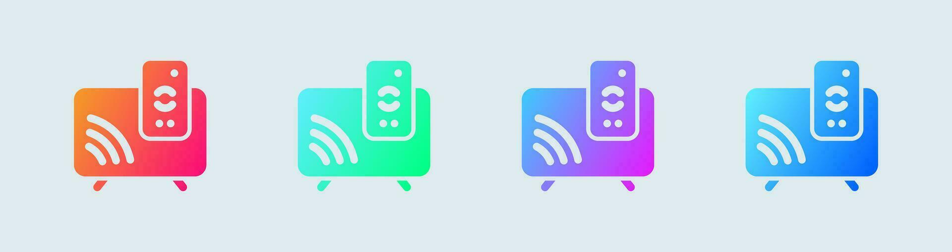 Smart television solid icon in gradient colors. Display signs vector illustration.