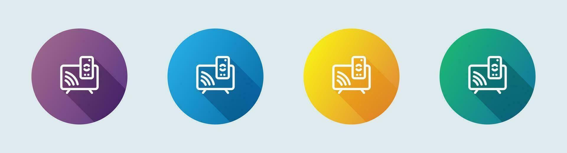 Smart television line icon in flat design style. Display signs vector illustration.