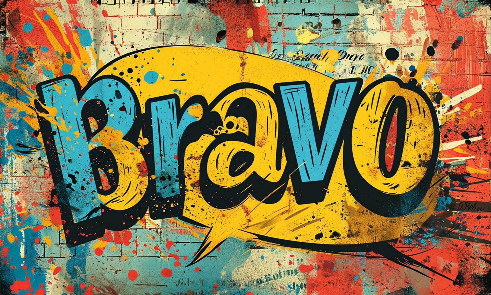 AI generated Expressive Urban Tribute Energetic Graffiti Lettering Displaying Bravo with Street Style photo