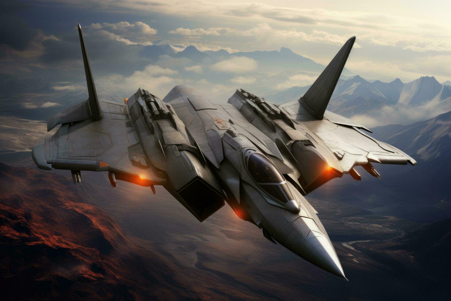 AI generated Military fighter jet in the fire. 3d illustration. Military jet on fire, AI Generated photo