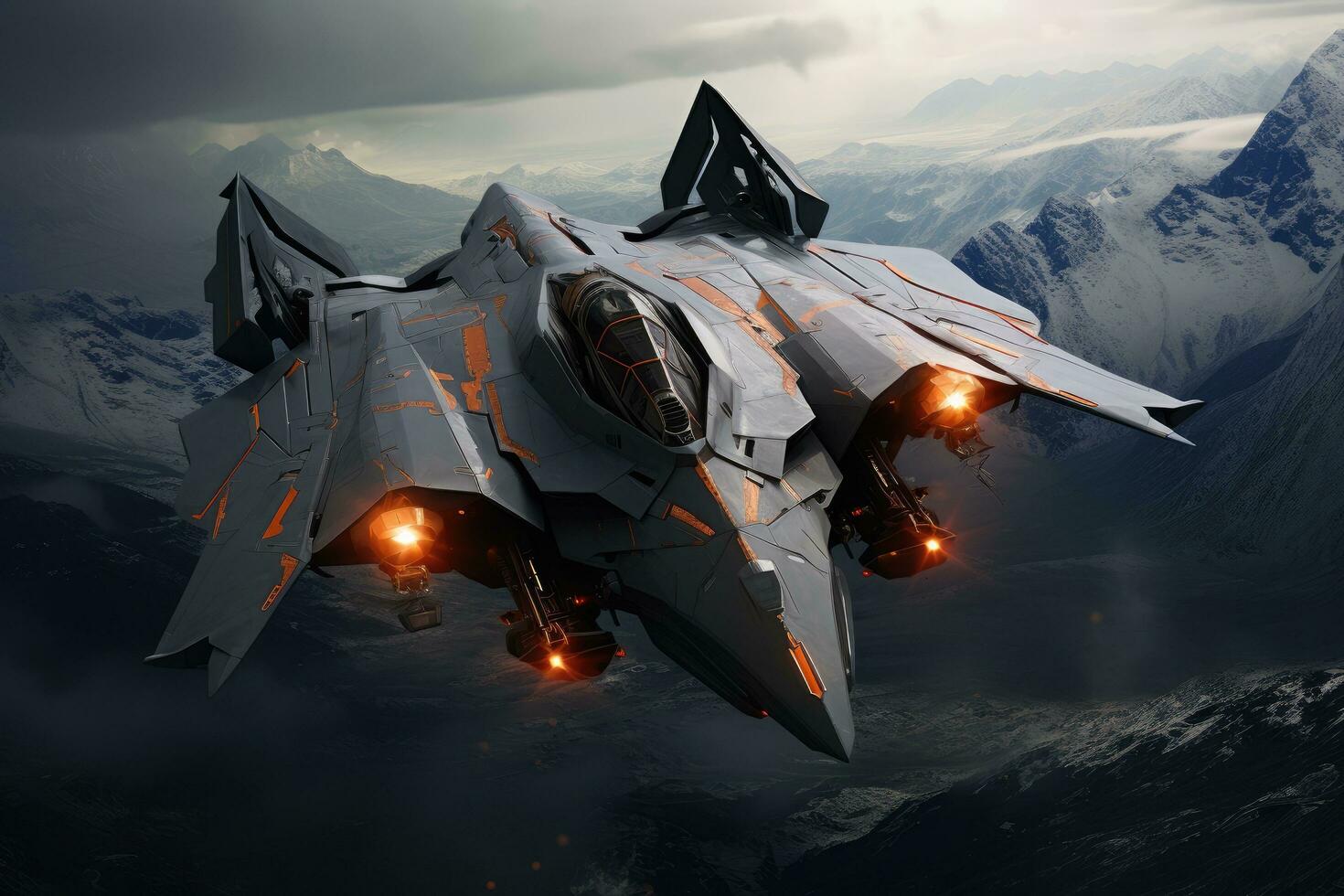 AI generated Military fighter jet in the fire. 3d illustration. Military jet on fire, AI Generated photo