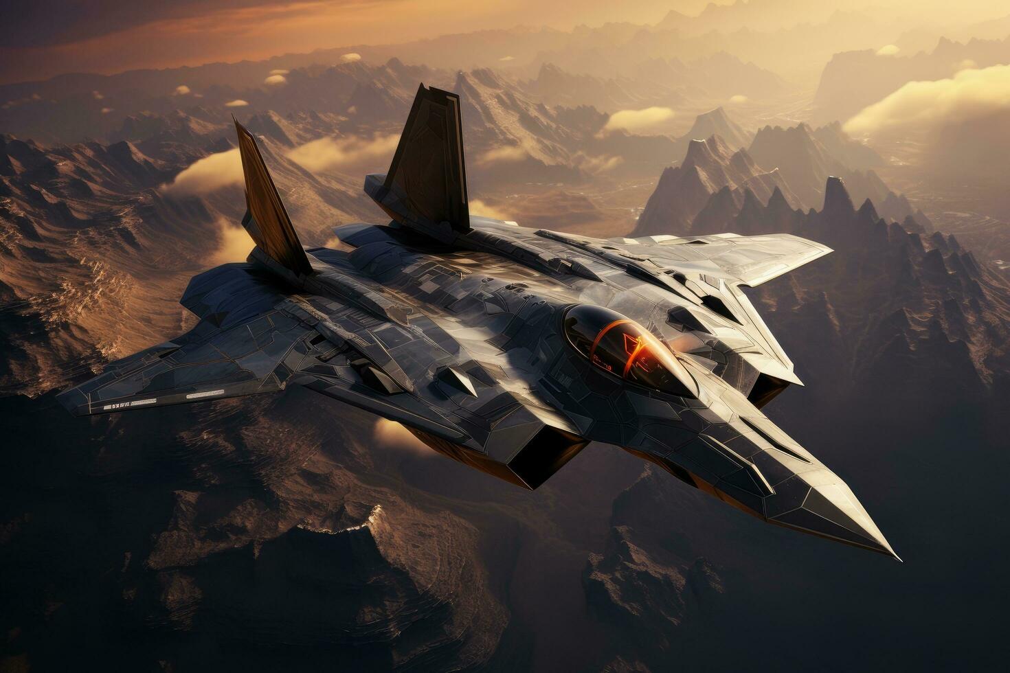 AI generated Military fighter jet in the fire. 3d illustration. Military jet on fire, AI Generated photo