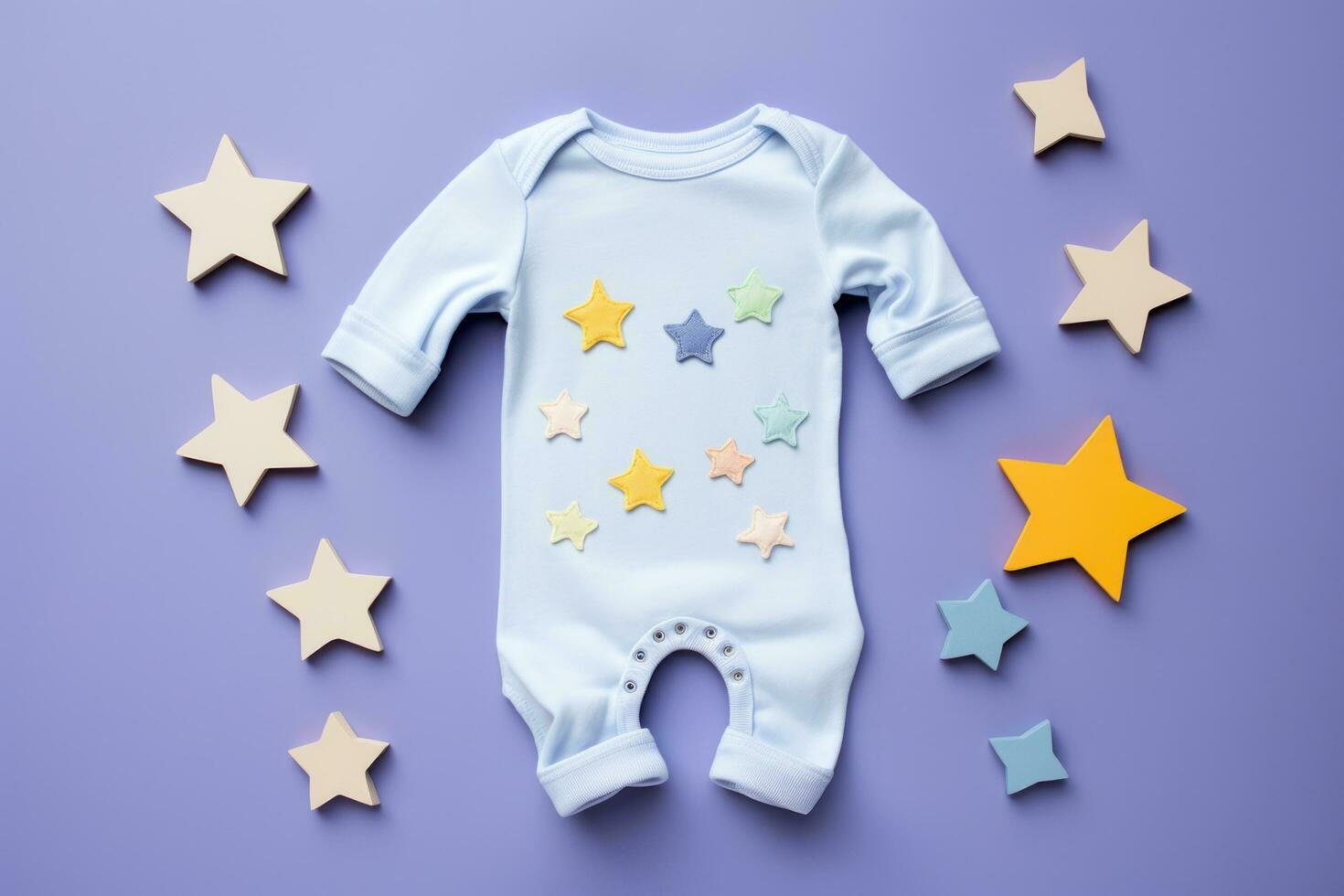 AI generated a baby one piece on a blue background photo