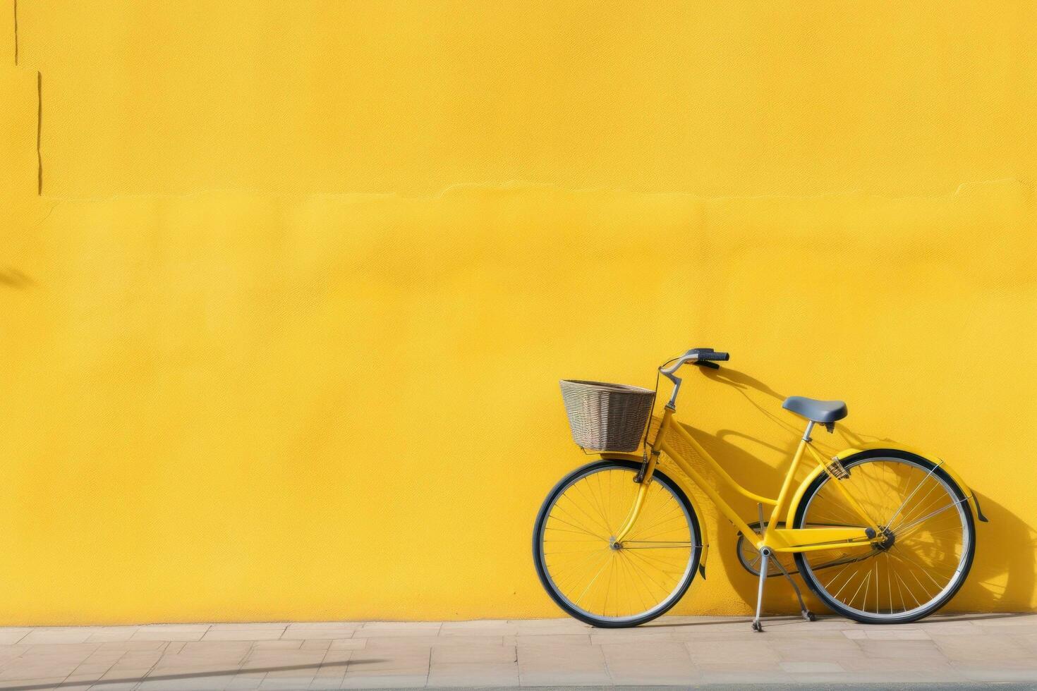 AI generated bicycle parked next to a yellow wall photo