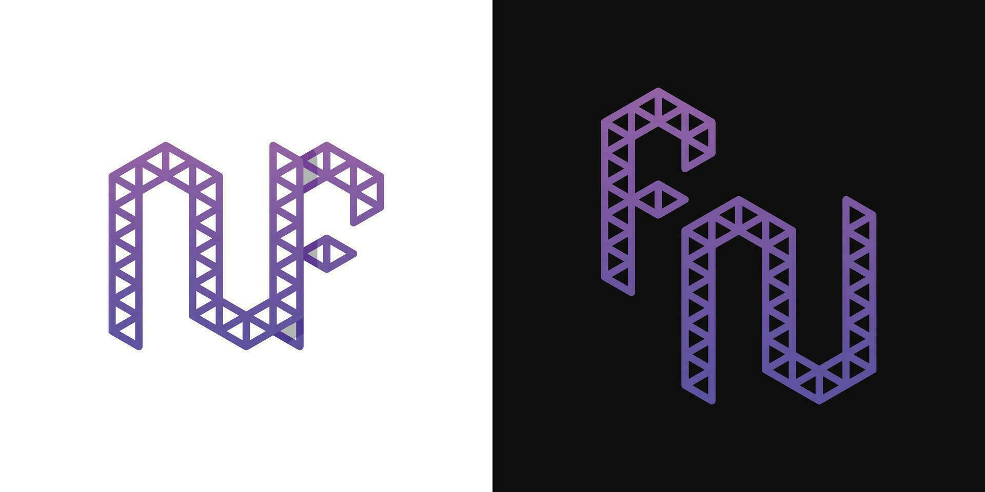 Letters FN and NF Polygon Logo Set, suitable for business related to polygon with FN and NF initials vector